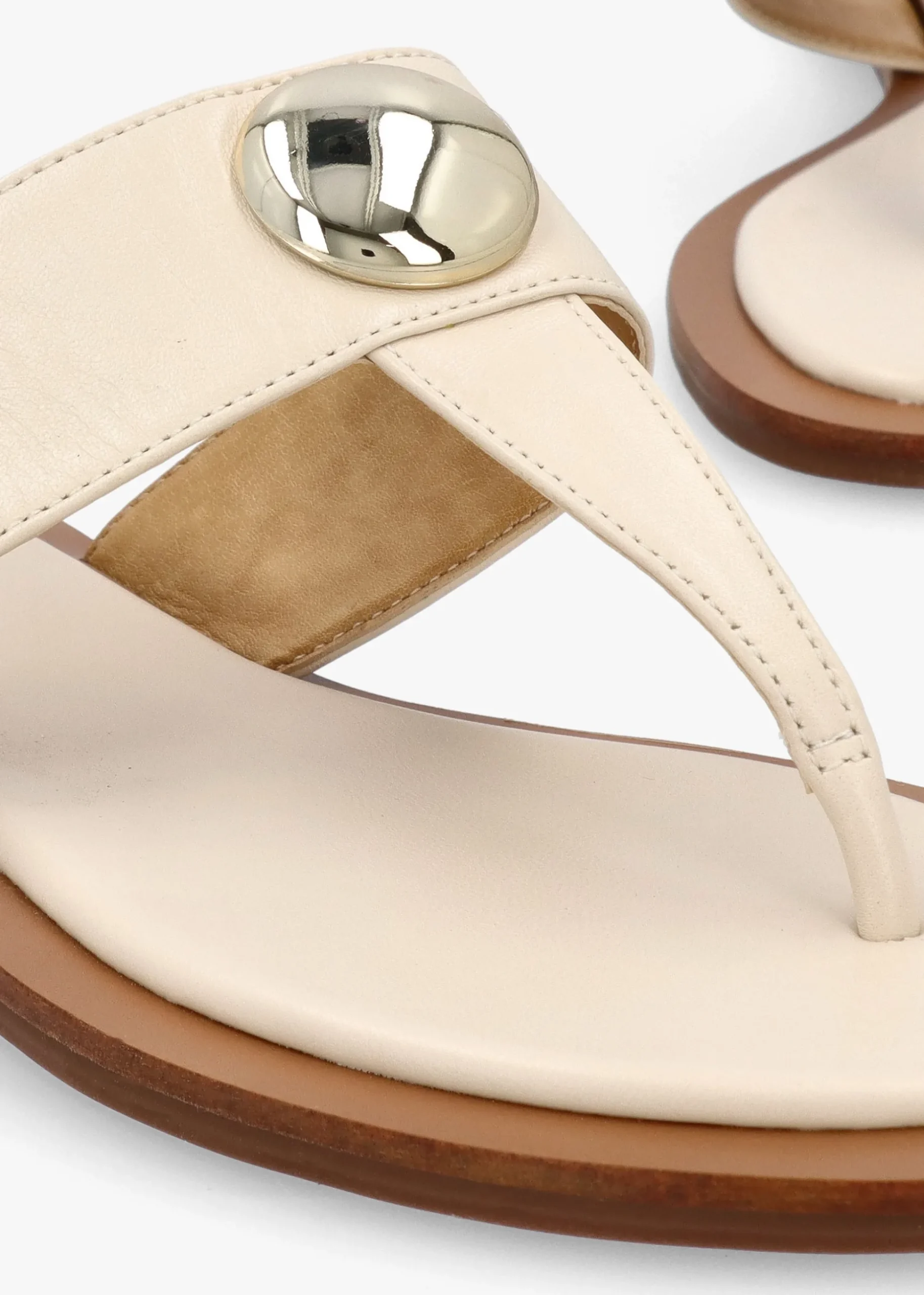 Costly Cream Leather Toe Post Sandals