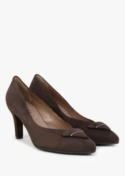 Courtie Brown Suede Mid Heel Court Shoes