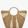 Cream & Beige Straw Woven Shopper Bag