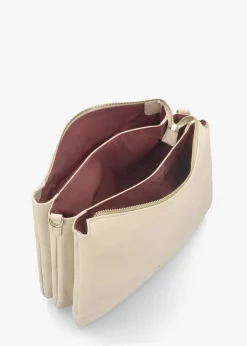 Cream Leather Chain Handle Shoulder Bag