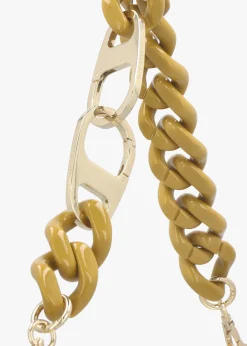 Cream Leather Chain Handle Shoulder Bag