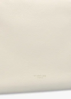 Cream Leather Chain Handle Shoulder Bag