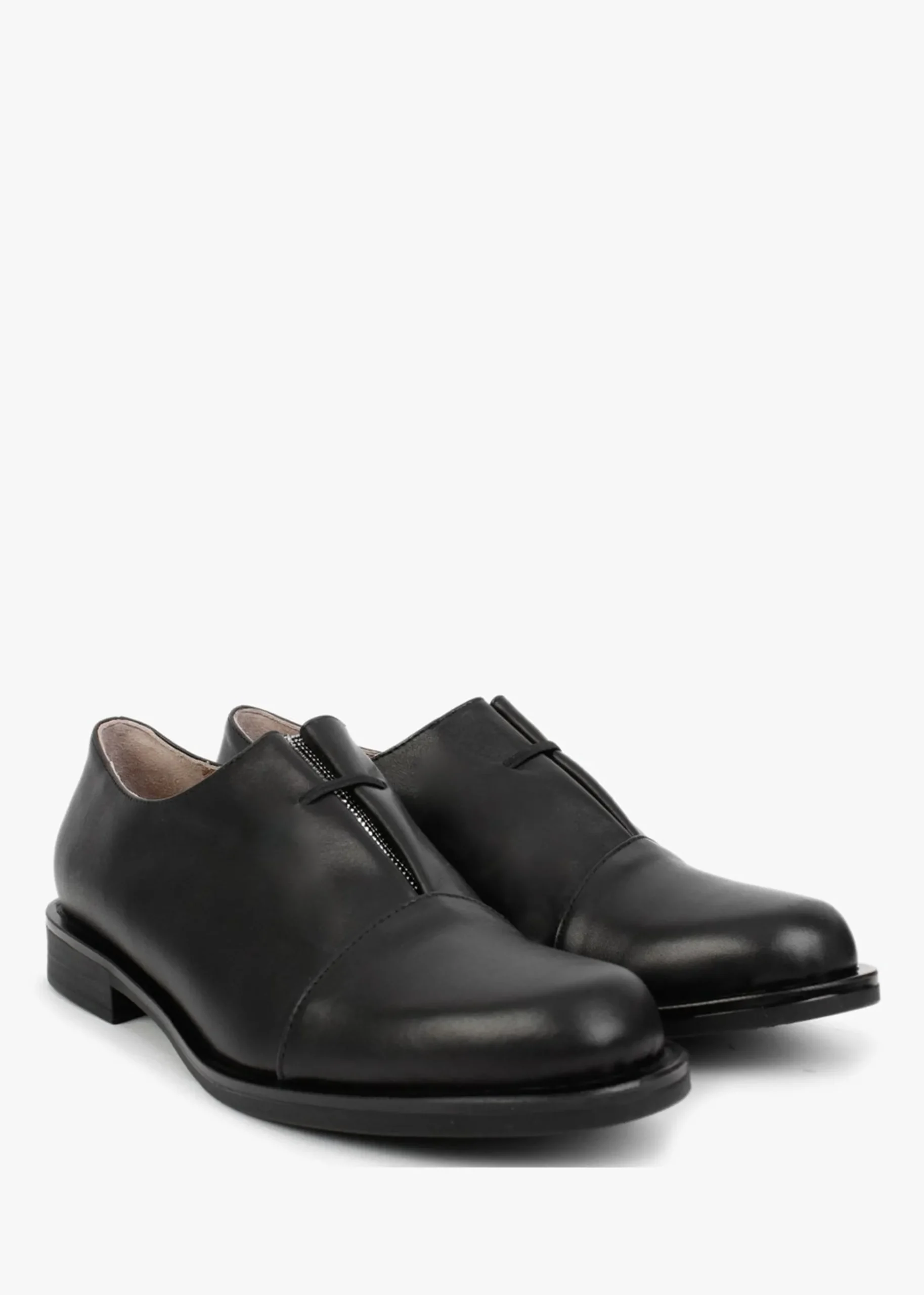 Crystie Black Leather Embellished Oxford Shoes