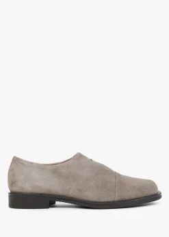 Crystie Taupe Suede Embellished Oxford Shoes
