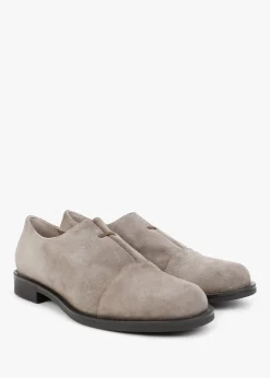 Crystie Taupe Suede Embellished Oxford Shoes