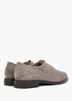 Crystie Taupe Suede Embellished Oxford Shoes