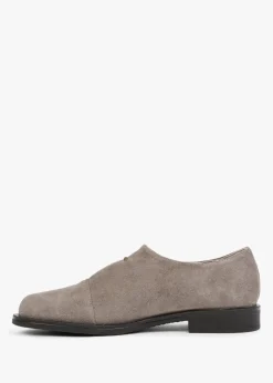 Crystie Taupe Suede Embellished Oxford Shoes
