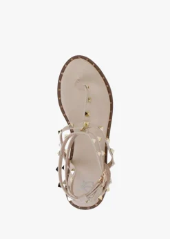 Cube Beige Square Studded Gladiator Sandals