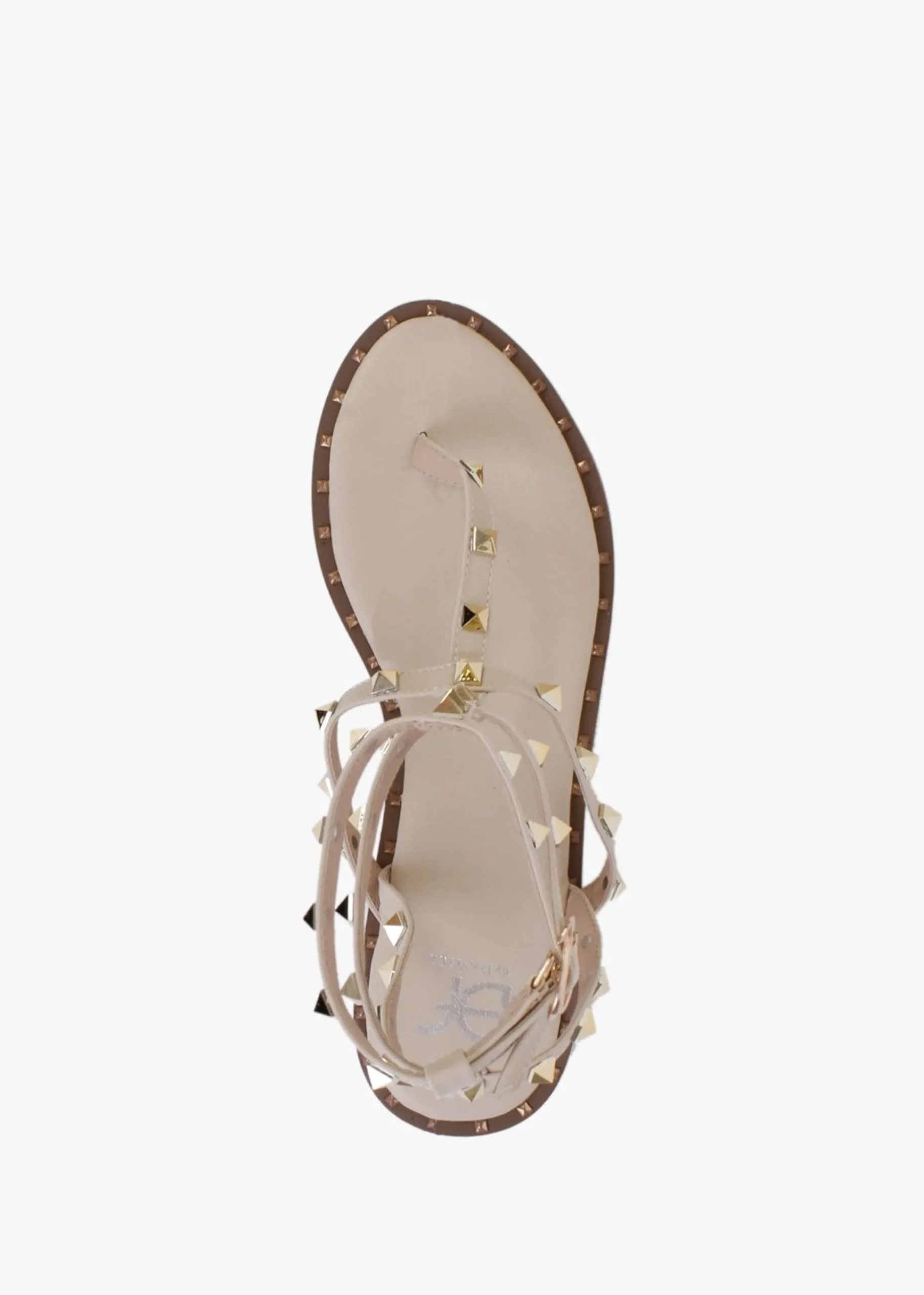 Cube Beige Square Studded Gladiator Sandals