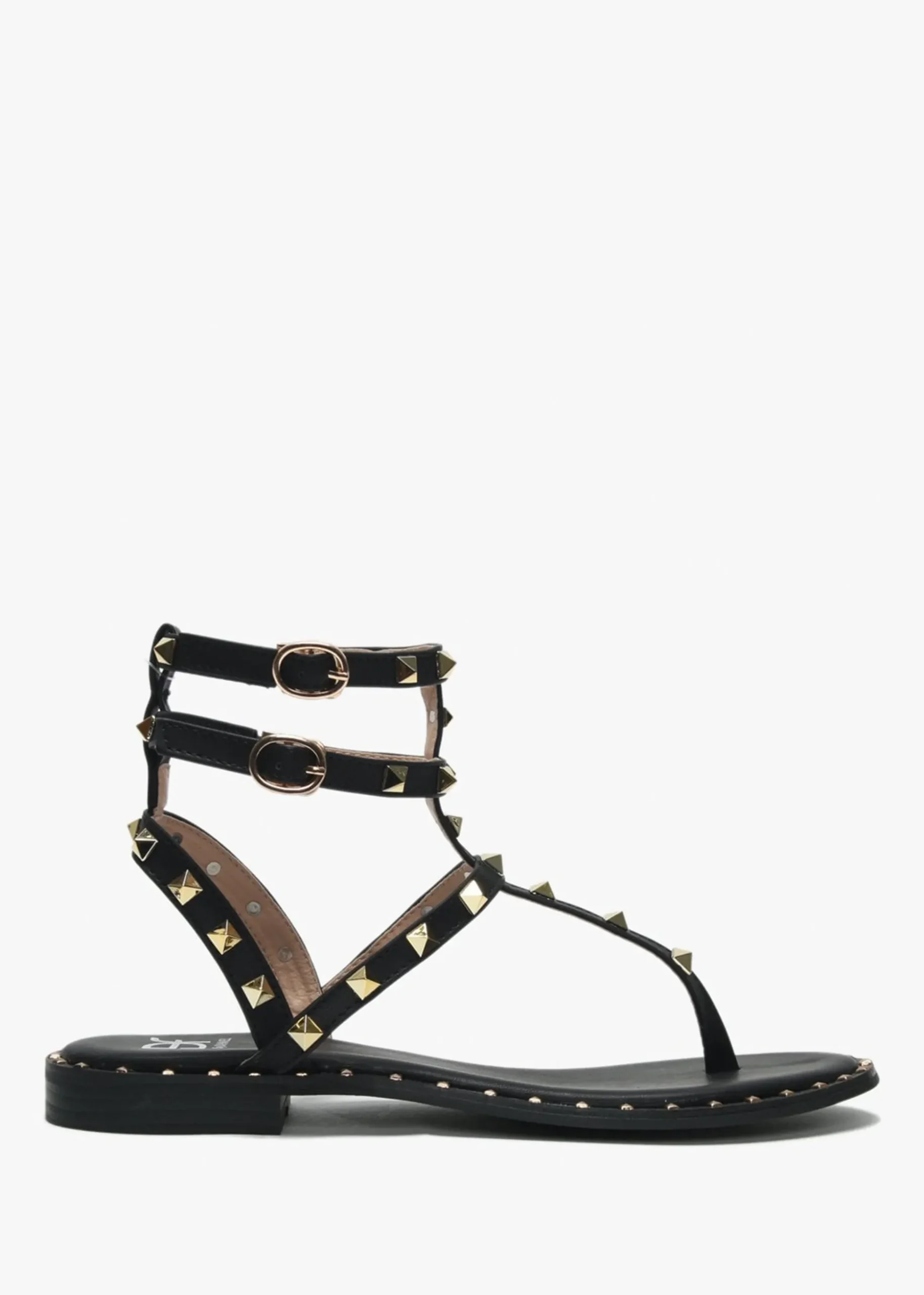 Cube Black Square Studded Gladiator Sandals