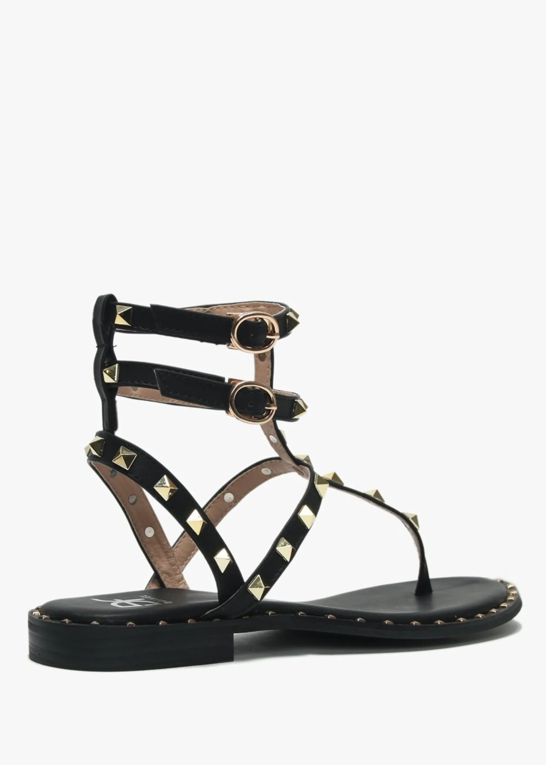 Cube Black Square Studded Gladiator Sandals