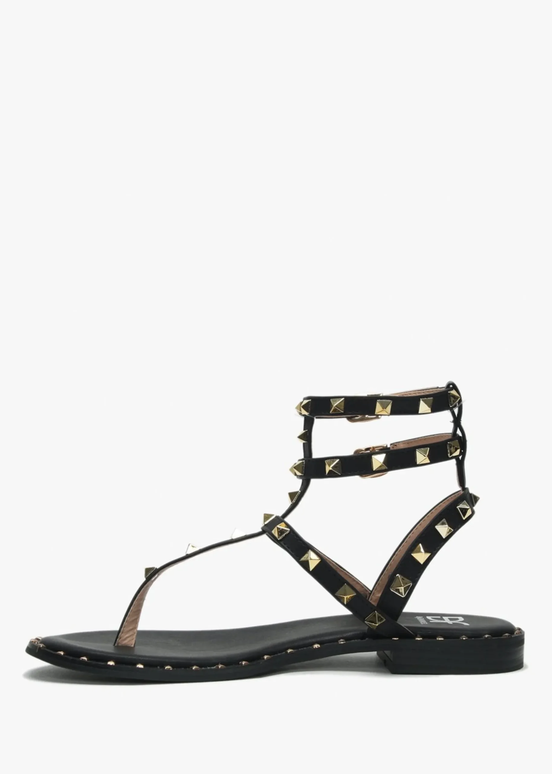 Cube Black Square Studded Gladiator Sandals