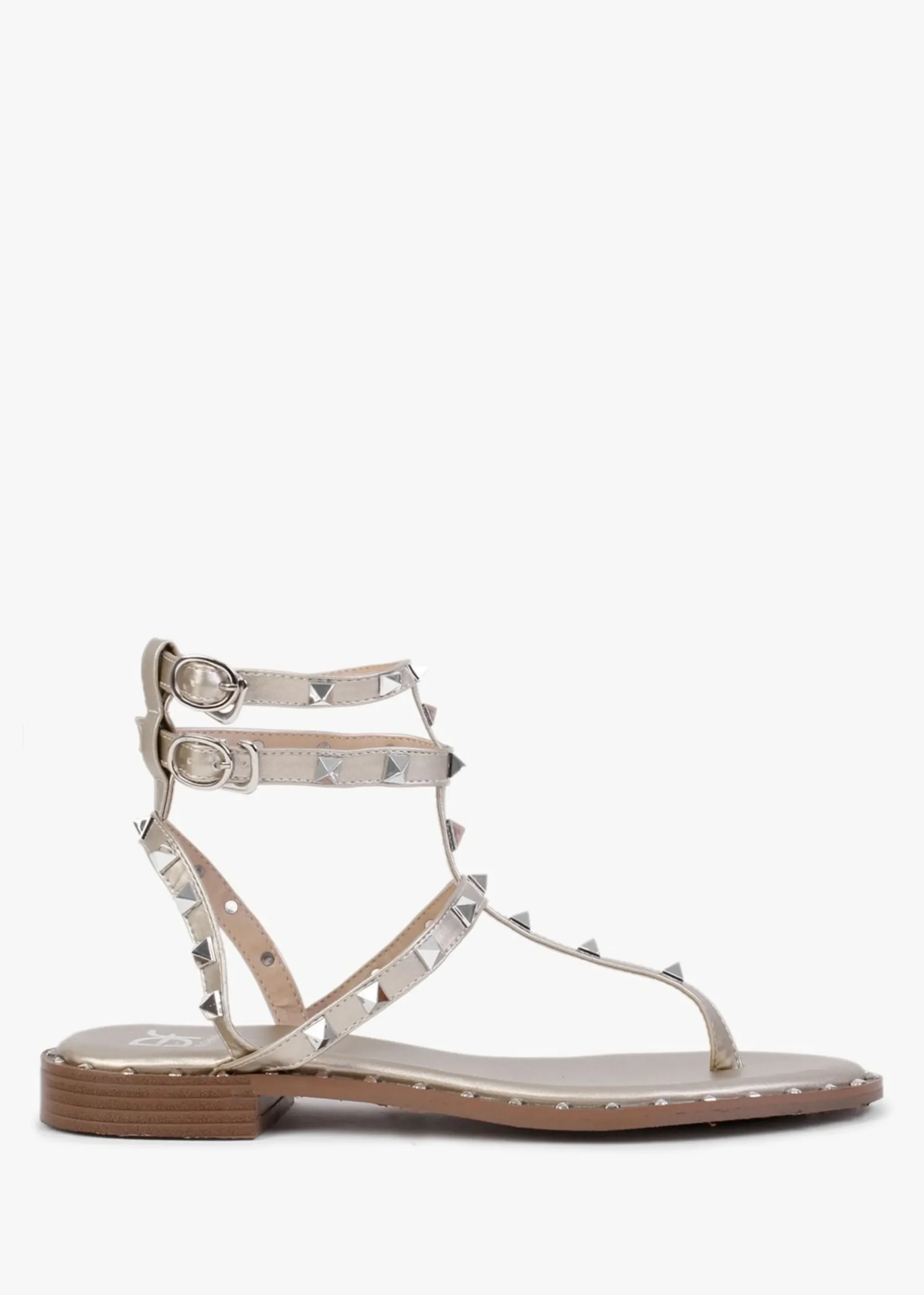 Cube Gold Square Studded Gladiator Sandals