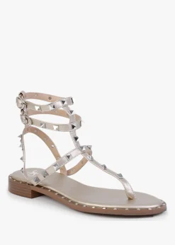 Cube Gold Square Studded Gladiator Sandals