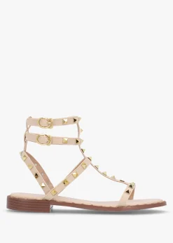 Cuboid Beige Studded Gladiator Sandals