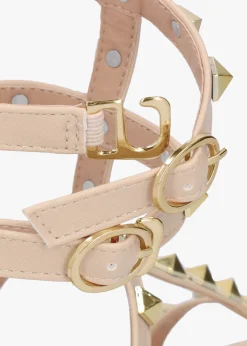 Cuboid Beige Studded Gladiator Sandals