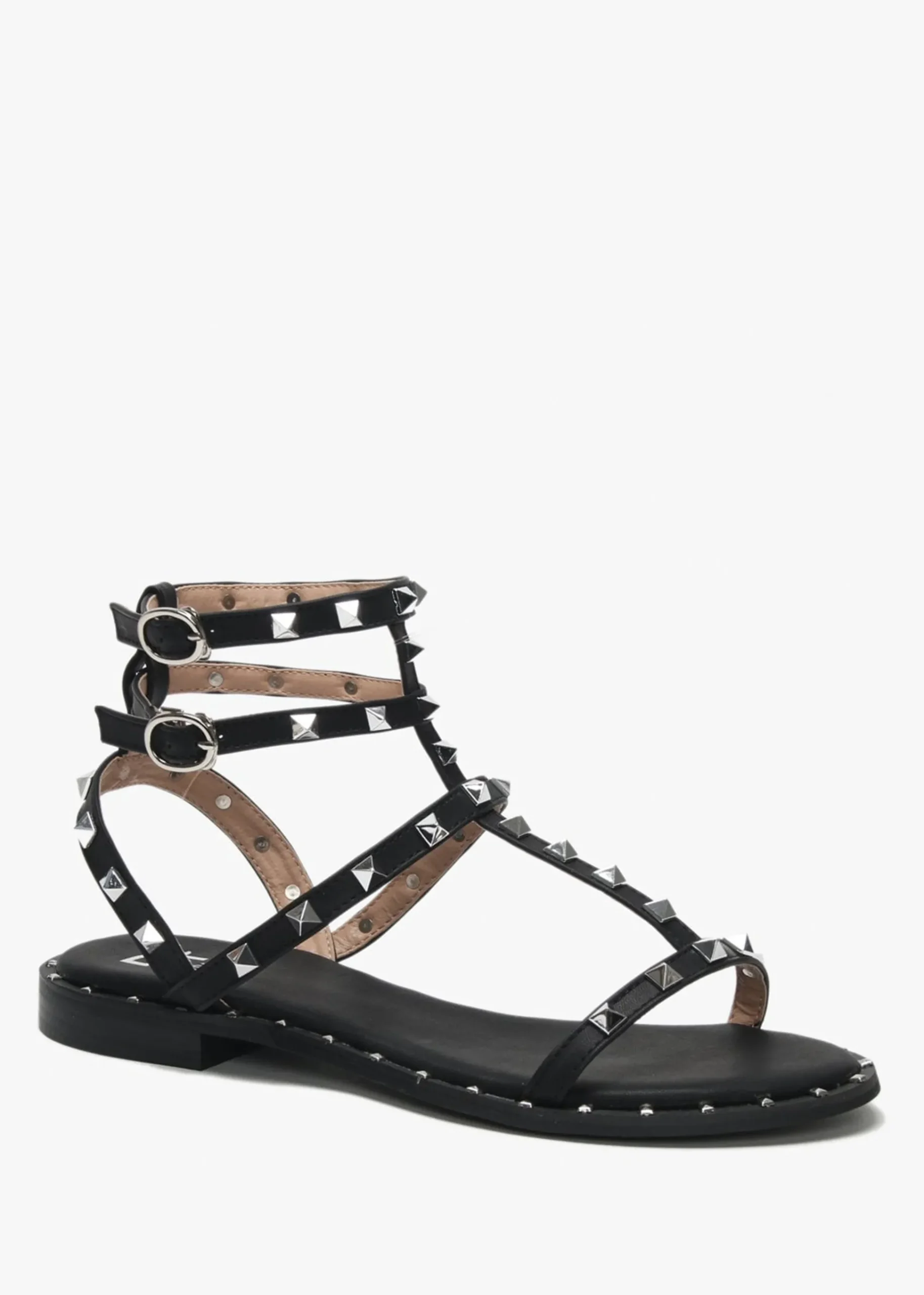Cuboid Black Studded Gladiator Sandals