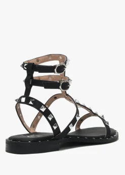 Cuboid Black Studded Gladiator Sandals