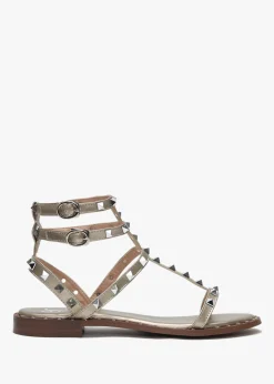 Cuboid Gold Studded Gladiator Sandals