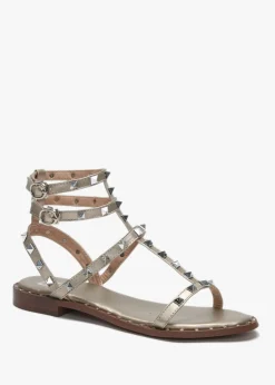 Cuboid Gold Studded Gladiator Sandals