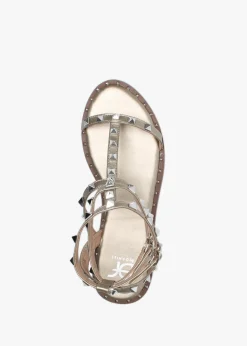 Cuboid Gold Studded Gladiator Sandals