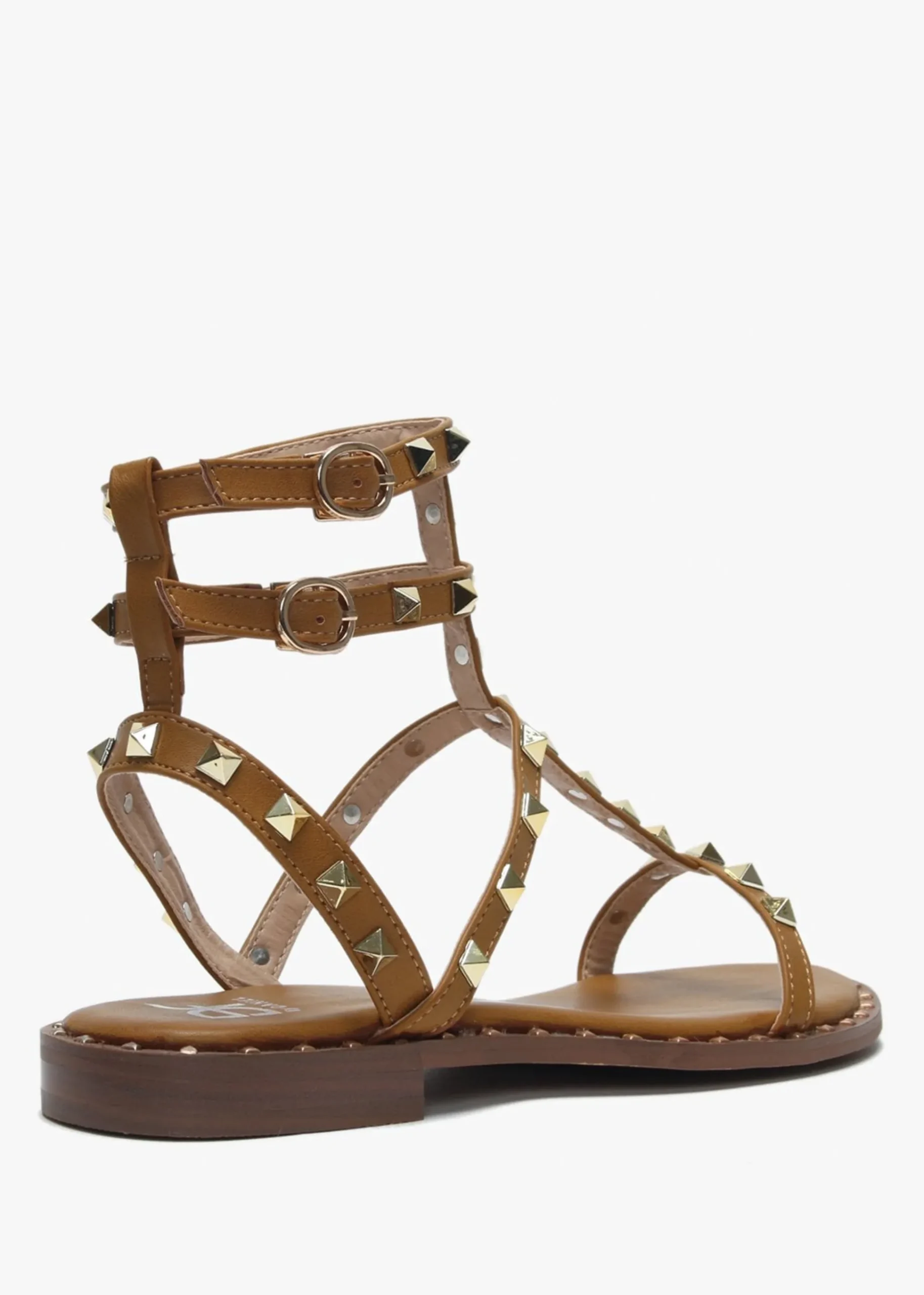 Cuboid Tan Studded Gladiator Sandals