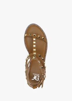Cuboid Tan Studded Gladiator Sandals