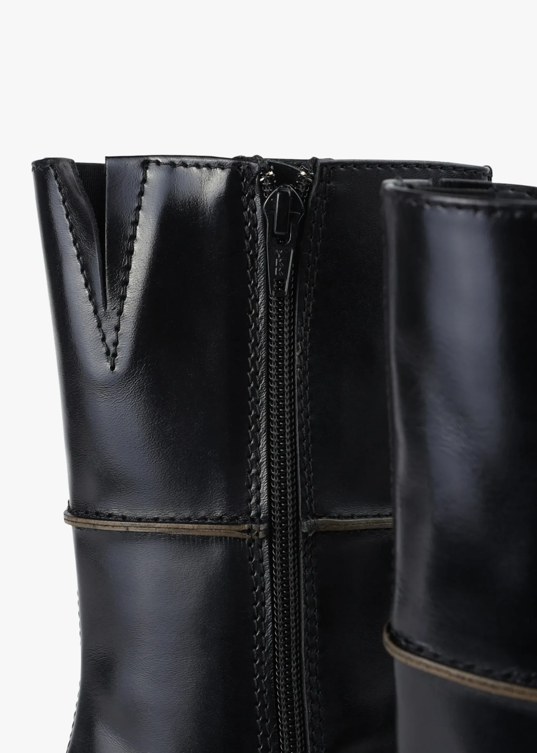 Dahlia Black Leather Square Toe Calf Boots