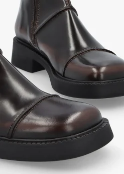 Dahlia Dark Brown Leather Square Toe Calf Boots
