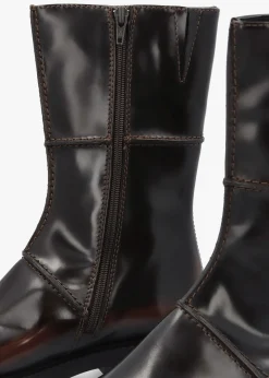 Dahlia Dark Brown Leather Square Toe Calf Boots