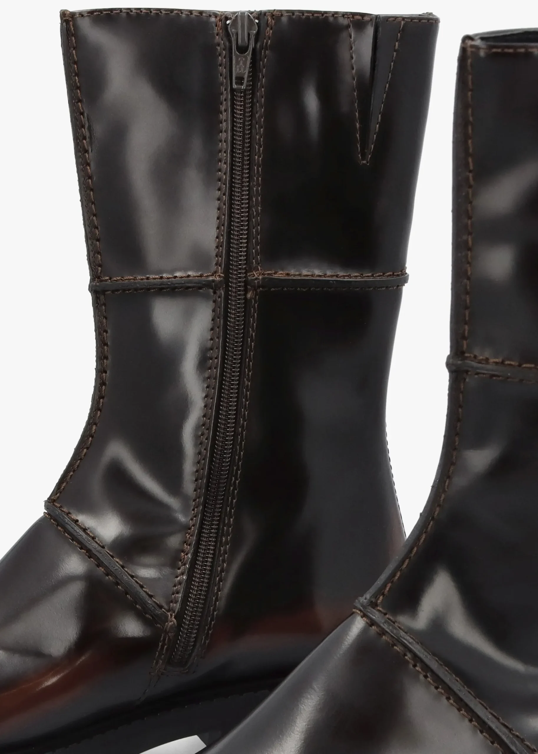 Dahlia Dark Brown Leather Square Toe Calf Boots