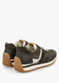 Dani Colour Block Dark Olive Suede Trainers