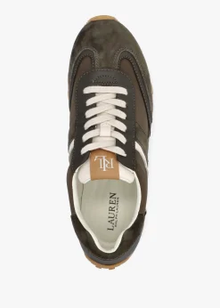 Dani Colour Block Dark Olive Suede Trainers