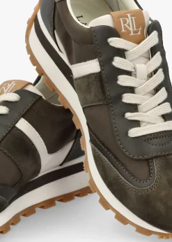 Dani Colour Block Dark Olive Suede Trainers