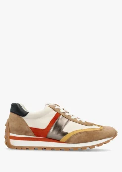 Dani Colour Block Soft White Camel Multi Suede Trainers