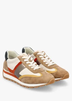 Dani Colour Block Soft White Camel Multi Suede Trainers