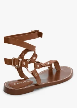 Daniel Sophie Tan Leather Ankle Tie Sandals