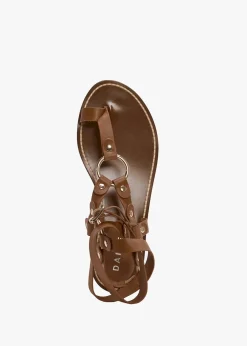 Daniel Sophie Tan Leather Ankle Tie Sandals