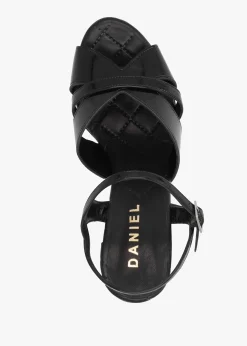 Darcey Black Patent Leather Platform Heeled Sandals