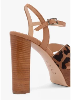 Darcey Leopard Calf Hair Platform Heeled Sandals