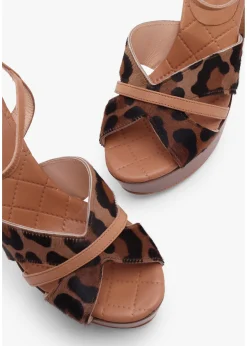 Darcey Leopard Calf Hair Platform Heeled Sandals