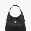 Deco Black Leather Cross-Body Tote Bag