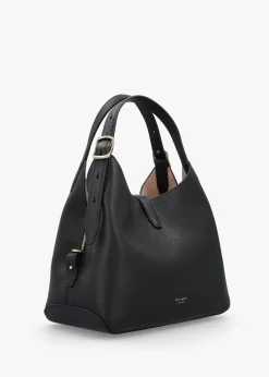 Deco Black Leather Cross-Body Tote Bag
