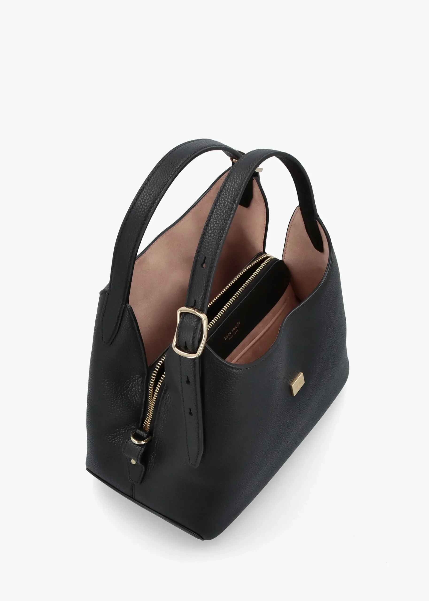 Deco Black Leather Cross-Body Tote Bag