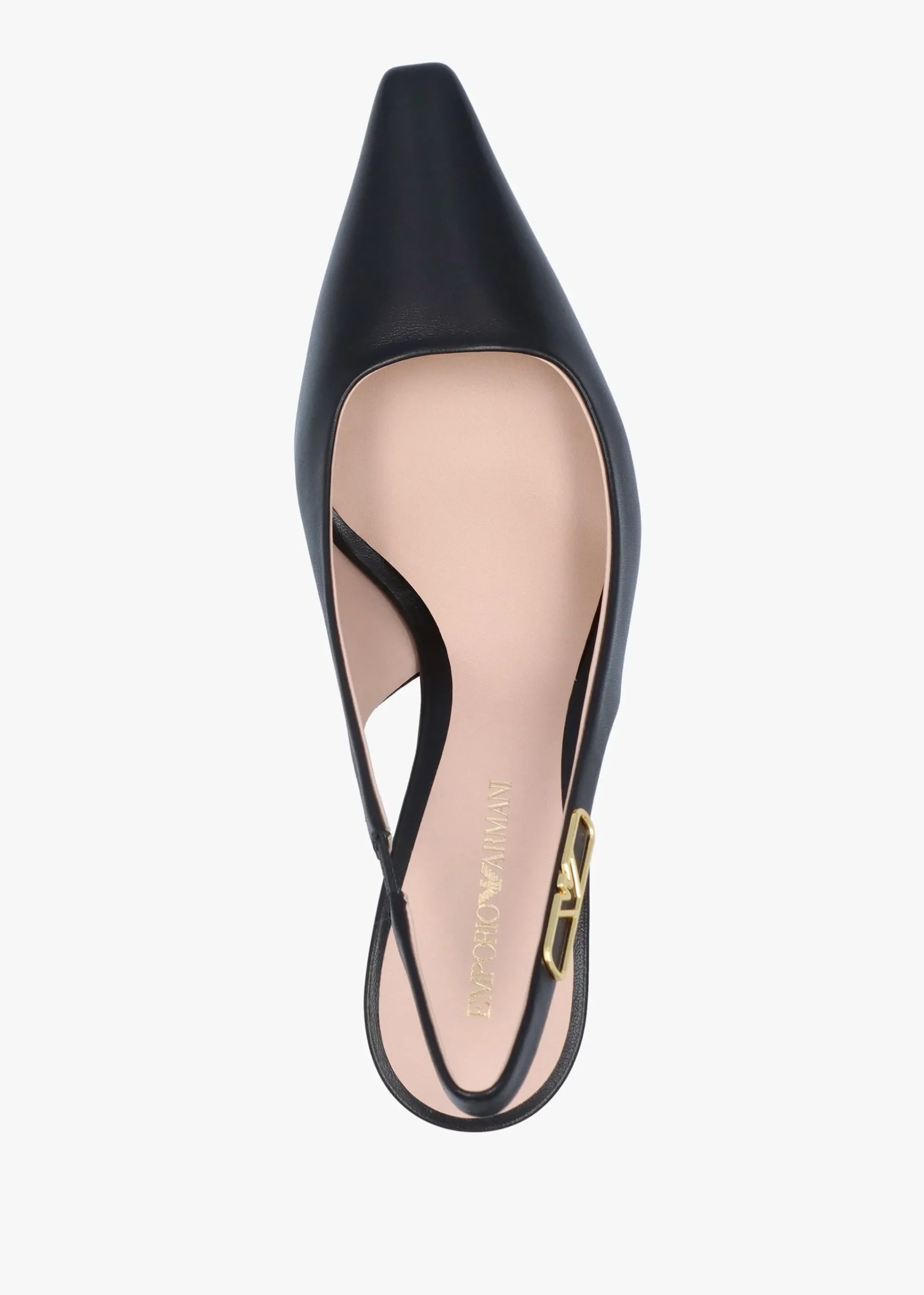 Decollete Black Leather Sling Back Heels