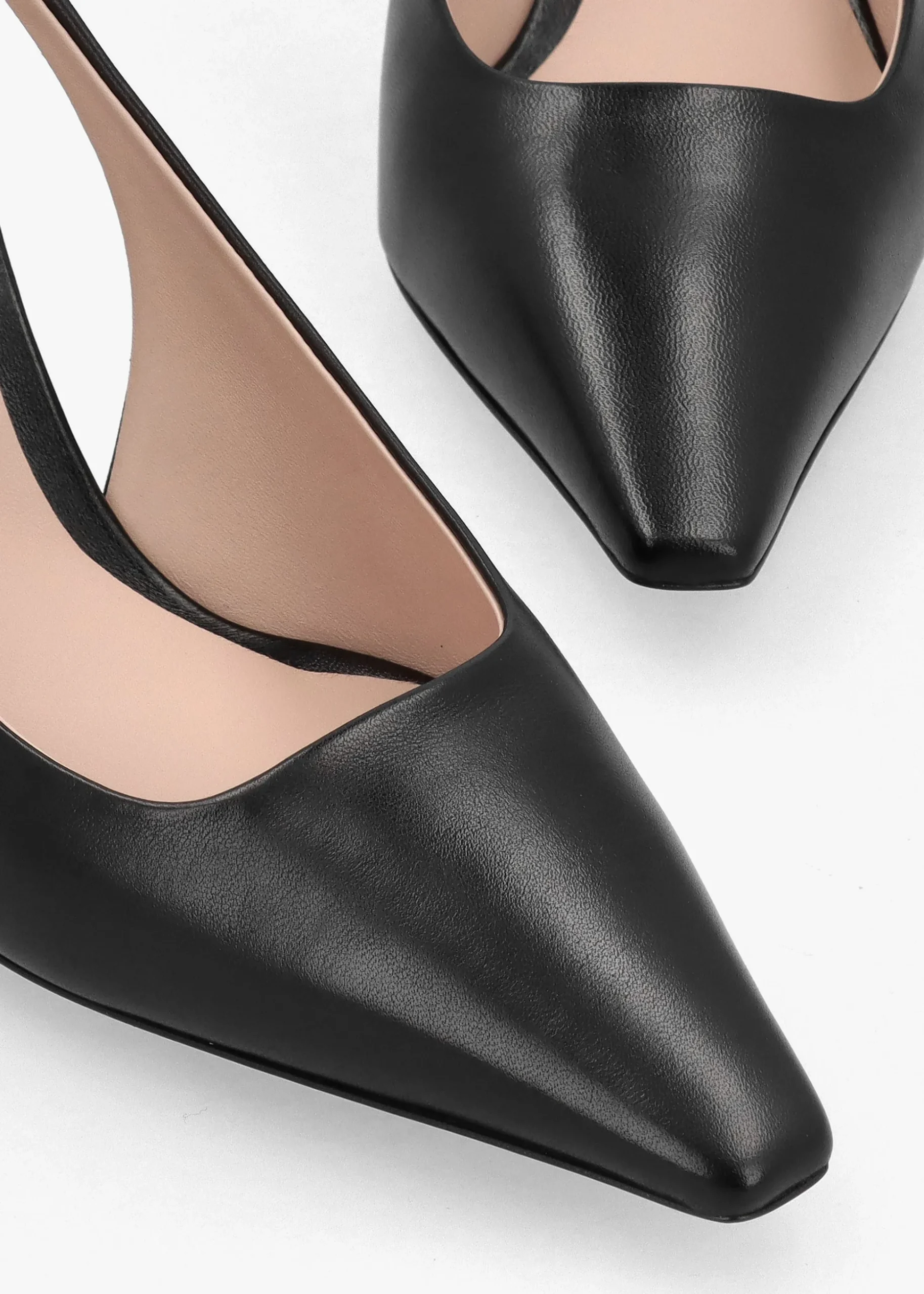 Decollete Black Leather Sling Back Heels