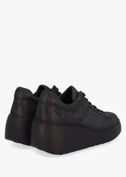 Delf II Black Leather Wedge Trainers