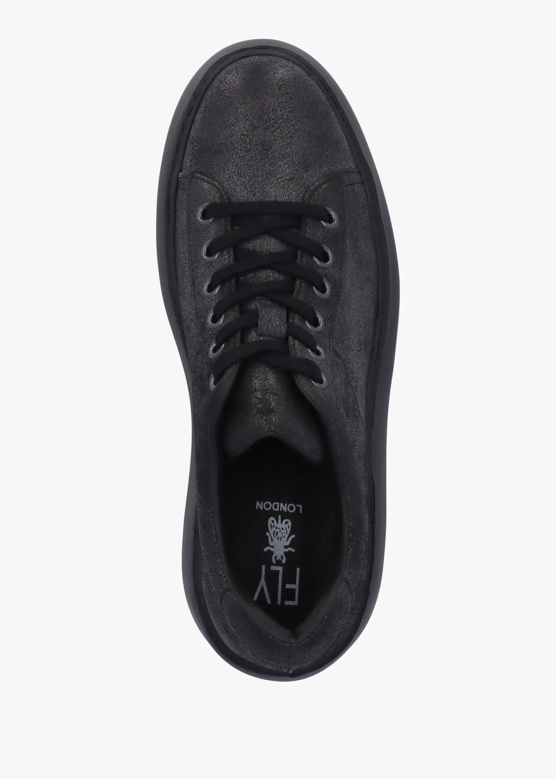 Delf II Black Leather Wedge Trainers