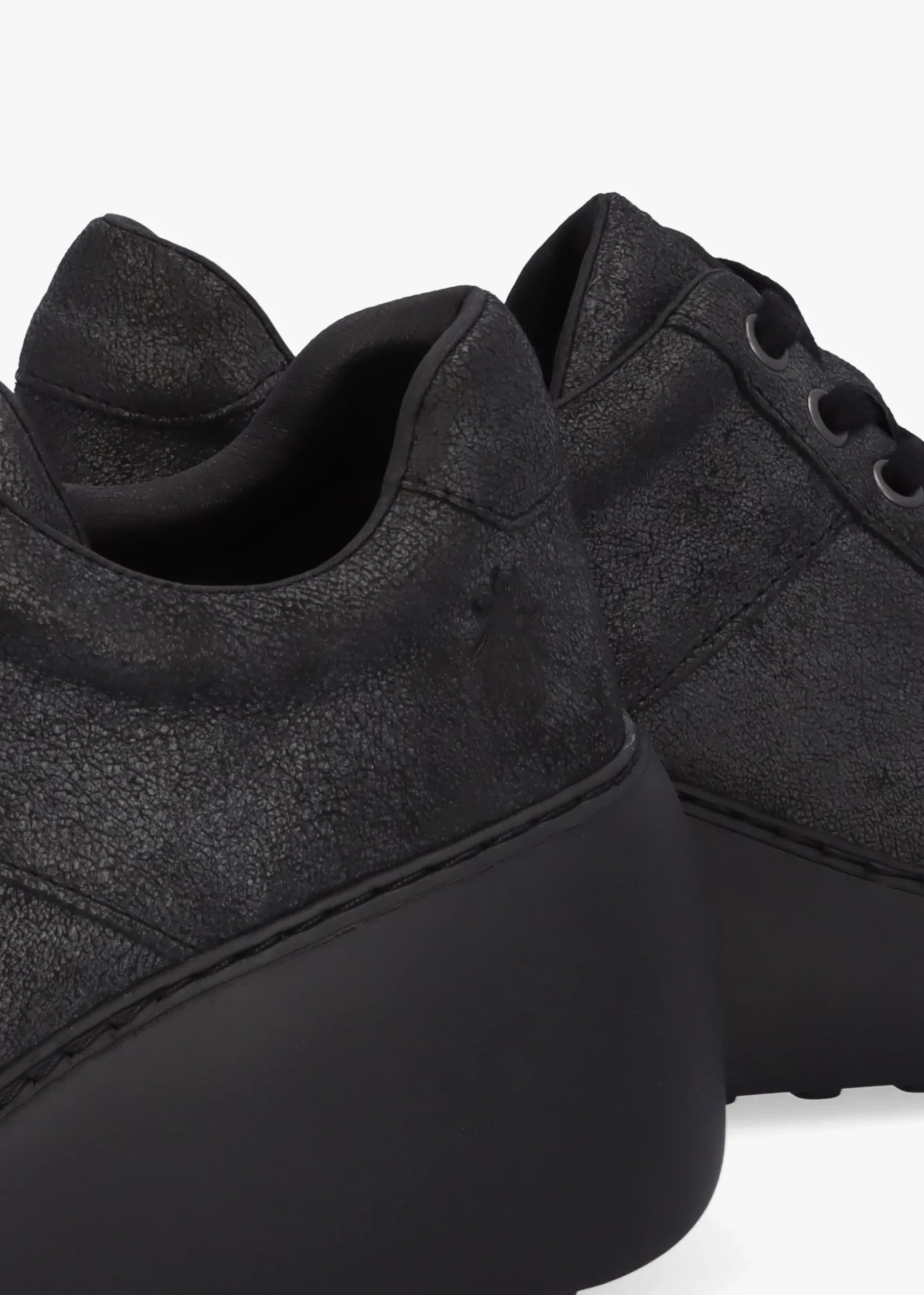 Delf II Black Leather Wedge Trainers