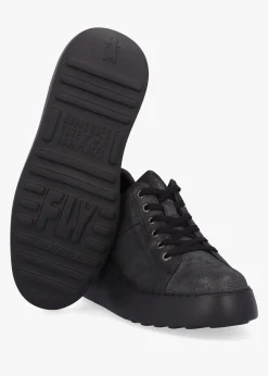 Delf II Black Leather Wedge Trainers
